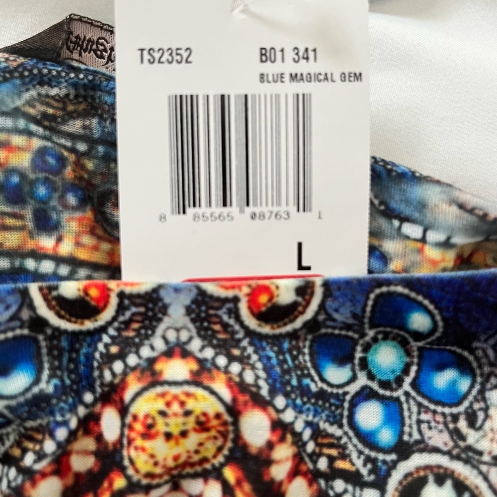 Mushka by Sienna Rose Fringe Tunic Top Cover Up Women’s L Blue Multi Color NWT - Picture 3 of 6